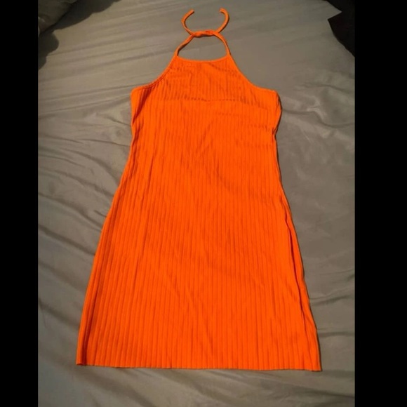 Neon Halter Ribbed Dress Medium - Picture 2 of 5